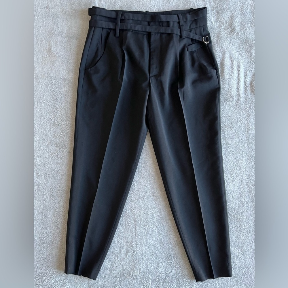 Zara Black  Tailored Trousers with Belt Detail